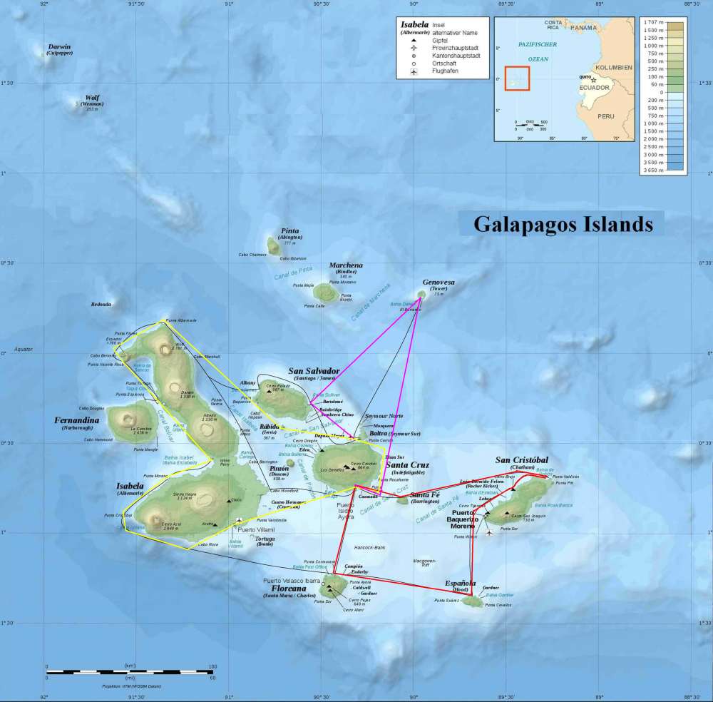 5 - 6 DAY GALAPAGOS NATIONAL PARK ADVENTURE TOURS COSTS [2026]: GALAPAGOS NATIONAL PARK MAP WITH MOST COMMON ROUTES Great discounts for combined bookings Galapagos + Cuyabeno